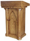 Lectern with two shelves

Dimensions: 46" height, 28" weight, 21" depth

Brass Lamps and Symbols are available at a cost