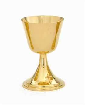 Communion Cup in 24kt gold plate or Silver. Ht. 6 5/8".  Holds 14oz. cross on bottom of communion cup.