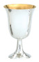 Communion cup is 5.75"H  and holds 12oz. the cup is available in 24kt gold plate, Silver or Brite Star non-tarnish finish.