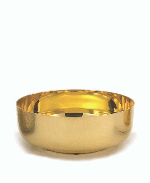 6 1/8"  Open ciboria holds 350 host. (based on 1 3/8: host) Ht. 2 1/4". Available in 24kt gold plate or Silver plate. 