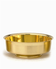 8"D Communion bowl w/foot. 3"H.  24kt gold plate with high polish inside. Holds 500 host based on 1 3/8" host
