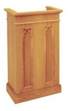 Lectern with two inside shelves

Dimensions: 45" height, 25" width, 20" depth

Brass Lamps and symbols are available at an additional cost

 