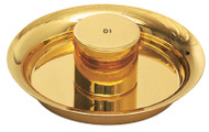 Designed for the New Liturgy.  OI Engraved on cover, OS and SC can be furnished. 4-3/4" diameter. 24K Gold plated or Stainless Steel