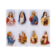 The Bonella Line of prayer cards are imported from Milan, Italy. A personalized prayer card is the perfect memento of your special occasion. Add your favorite prayer and message, and you will have a unique and treasured keepsake. Micro-Perforated. Sheet size is 8 1/2" x 11".  Card size is 2 1/2" x 4 1/4" each.  Must order in multiples of 8. Price includes personalization. Full color pictures of the Sacred Heart of Jesus, Sorrowful Mother, Jesus the Shepherd, St. Therese, Madonna of the Streets, Joseph and the child Jesus, Our Lady of Mount Carmel, The Garden of Gethsemane with a white background. Cards can be laminated.   
