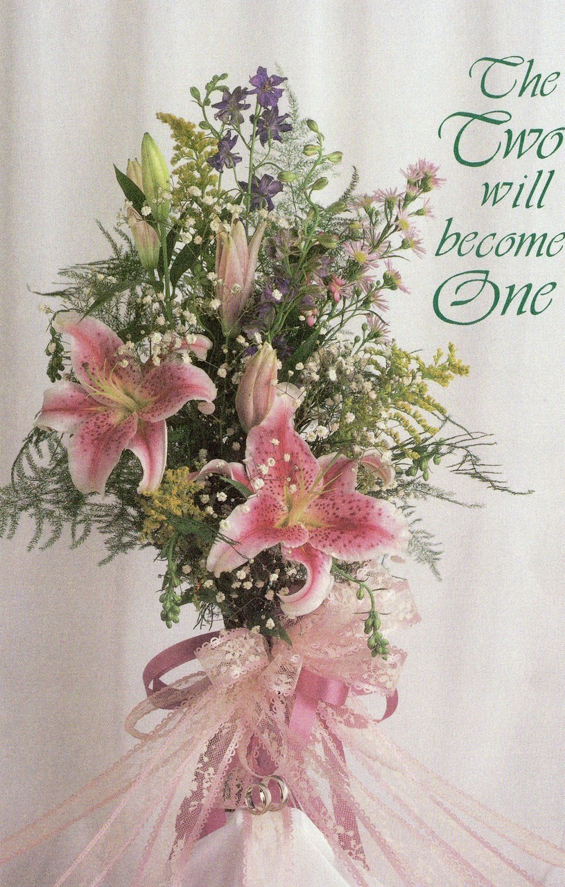 wedding program covers pink lillies and lace the two will become