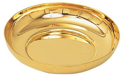 Gold plate, Satin or Stainless Steel Bowl Paten. 6-1/4" Diameter, 1-1/4" Deep

 