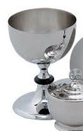 Large Chalice 5-1/2" diameter. 7-3/4" High. 32 ounce capacity. A matching 16 ounce capacity cup (K392), ciborium (K393), and paten (K397) are also available