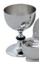 Large Chalice 5-1/2" diameter. 7-3/4" High. 32 ounce capacity. A matching 16 ounce capacity cup (K392), ciborium (K393), and paten (K397) are also available