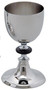 Small Stainless Steel Chalice. 4' Diameter, 8" height, 16 ounce capacity. Also available is matching large chalice (K394), Ciborium (K393), and Paten (K397)