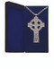 Goldplated or Silverplated Pectoral Cross measures 4” x 2½”. Scroll design w/ amethyst stones. 32” Chain-gold plate includes gift box. Made in the USA.