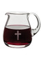 Glass Flagon Etched with Cross - 32 ounce capacity, Height: 6"