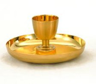 24 KT Gold Plate Intinction Set - Height: 3 1/8". Holds 130 Hosts. Diameter: 6". Inner Cup Height: 2 3/8" with a 2oz. capacity.