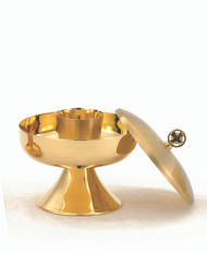 24 KT Gold Intinction Set - Height: 6". Holds 175 Hosts. Diameter: 6". Inner Cup Height: 2 1/4". 3 Ounce Capacity