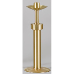 Short Paschal Candlestick, Style 1493 - Finely crafted of solid brass, and hand finished in a satin surface then protected with a bronze lacquer. Brass Paschal Candlestick measures 30" tall. Sockets up to 3" are available at standard price.  This paschal candlestick comes with standard socket to accommodate 1-15/16" unless otherwise specified.  Please write your specific selection in box. MADE IN THE USA
Complements Sanctuary Appointment items 1492 Processional Cross, 1494 Processional Candlesticks, 1493S Short Paschal Candle, 1493SL Sanctuary LIght
