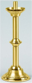 Pair of Altar Candlesticks - Crafted of solid brass with a combination of bright and satin finish and protected with a bronze lacquer. Height: 12", 15" or 18". Diameter of base: 6". Comes with socket to accommodate 7/8" Altar Candles.  Candles not included.