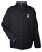 Clergy or Deacon traditional all weather jacket. 100% polyester water-resistant with fleece lining. Soft touch flat knit inner collar with stripe detail. Lower concealed pockets with zippers. Adjustable shock cord at hem. Sizes: Small, Medium, Large, X-Large, 2XL, 3XL &  4X. Colors: Black, Navy or Khaki