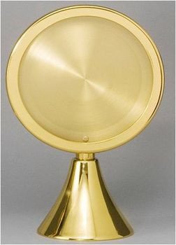 Ostensoria for Chapel - 24 K gold plated. Height: 9". Simplified Luna will accomodate a 5 3/4" host.
