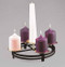 Advent Table Top Wreath - Matted black and satin bronze finish. The perfect Liturgical center piece for the Advent Season. Diameter: 19½". Has four perimeter platforms to accommodate 4" candles. Center platform w/spike. Candles Sold Separately.
