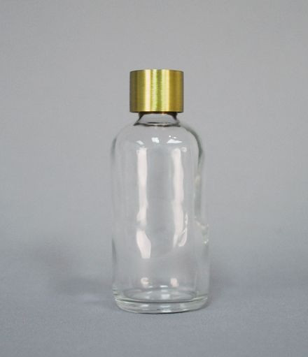 Wine Pyx, Oil Pyx, or Holy Water Vessel - 4 Ounce capacity glass bottle with brass cap. Bottle will not leak. Plain cross cap or Cross Cap.