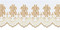 Beautifully embroidered designs on 100% pure linen with white or gold silk embroidery. Linens are hand-scalloped and 4 3/4 oz Linen, woven at 120 threads per inch. This fabric is sold by the yard and is available to an overall width of 52" and maximum length of 15 yards. We can hem your altar cloth to your requirements at an additional charge. Supply dimensions as shown on the diagram.  Please call 1 800 523 7604 for help with measuring and ordering. Fabric is priced per yard. Fabric is NOT RETURNABLE


 