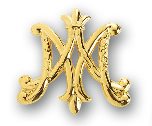 Ave Maria Broach Pin 1-1/4" Gold over Solid Sterling Siver Ave Maria Brooch Pin. Deluxe Velour Gift Box Included.