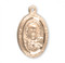 3/4" Gold over Sterling Silver Scapular medal showing the Sacred Heart of Jesus on the front and Our Lady of Mount Carmel on the reverse. Comes on an 18" genuine rhodium plated chain in a deluxe velour gift box. 