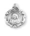 Scapular-Sacred Heart of Jesus Scapular Medal. Solid .925 serling silver. Dimensions: 0.7" x 0.6" (17mm x 14mm). The medal comes with an 18" genuine rhodium plated curb chain and  in a deluxe velour gift box. Made in the USA.