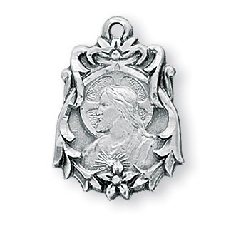 13/16" Sterling Silver Scapular Medal comes with a genuine rhodium 18" Chain and a deluxe velour gift box. Our Lady of Mount Carmel is on reverse side of pendant