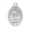 11/16" Sterling silver Scapular medal showing the Sacred Heart of Jesus on the oval shaped front and Our Lady of Mount Carmel on the reverse. The medal comes with an 18" genuine rhodium plated chain in a deluxe velour gift box.