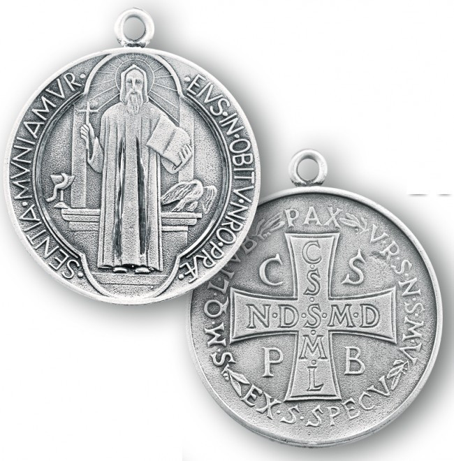 Sterling Silver Round Jubilee St. Benedict Medal S1687 - St. Jude Shop, Inc.