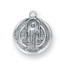 Saint Benedict round double sided medal-pendant.
Solid .925 sterling silver.
Saint Benedict is the protector against evil.
Dimensions:0.6" x 0.4" (14mm x 11mm)
Weight of medal: 1.0 Grams.
18" Genuine  rhodium plated curb chain.
Deluxe velvet gift box.