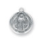 Sterling Silver or Gold over Sterling Silver St. Benedict Medal with genuine rhodium plated curb 18" Chain. St Benedict medal comes in a deluxe velour giftbox. Dimensions:  0.7" x 0.6" (18mm x 15mm). Weight of medal: 1.3 Grams.