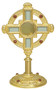 Gold plated monstrance with silver cross and 8 red rubies