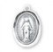 7/8" Sterling Silver Oval Miraculous Medal with 18" rhodium plated curb chain. Solid .925 sterling silver. Dimensions: 0.9" x 0.6" (23mm x 15mm). Made in the USA. Deluxe gift box included. 