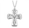 Four-way combination Medal, Miraculous-Scapular-Saint Christopher-Saint Joseph medal. Solid .925 sterling silver.  Dimensions: 1.5" x 1.1" (38mm x 28mm).  24" Genuine rhodium plated endless curb chain. Deluxe velvet gift box. Made in USA.