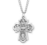 Four Way Scapular Cross Medal with Wings 3 Inch Zinc Alloy Visor Clip CB 4350406881 