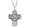 Sterling Silver  Holy Spirit Four-way combination Medal ~ Miraculous-Scapular-Saint Christopher-Saint Joseph medals. Solid .925 sterling silver. Dimensions: 1.2" x 0.9" (31mm x 23mm). 24" Genuine rhodium plated endless curb chain. Deluxe velvet gift box. Made in USA.