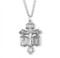 1 3/8" Sterling Silver Pardon Crucifix Combination Medal, Scapular,  Jesus, Mary & St. Joseph Crucifix. Crucifix comes on a 24" genuine rhodium chain in a deluxe velour gift box. Dimensions: 1.4" x 0.9" (35mm x 23mm). Weight of medal: 4.3 Grams. Made in the USA