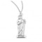 Saint Jude oval medal-pendant. Solid .925 sterling silver. Saint Jude is the Patron Saint of miracles and desperate needs.  Dimensions: 1.3" x 0.8" (32mm x 20mm). Weight of medal: 4.9 Grams. 24" Genuine rhodium plated endless curb chain. Made in the USA
