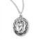 15/16 inch sterling silver St. Jude medal. Medal comes with a genuine rhodium plated 18 inch curb chain. Medal presents in a deluxe velour gift box. Made in the USA
