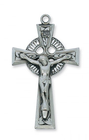 1 3/4 Inch x 1 inch Plated Pewter Celtic Crucifix