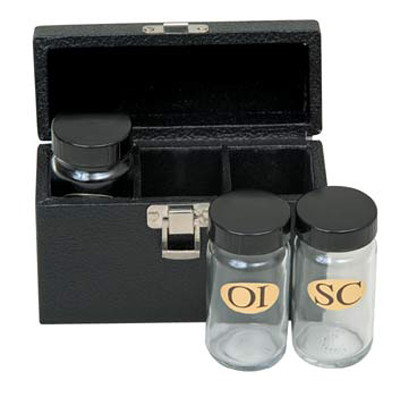 Sacristy Oil Set - K43
Three glass containers, 2 oz. cap. With poly vinyl leak-proof cap. Labeled OI, OS, SC. 3-3⁄4˝H. x 6˝W. case.
