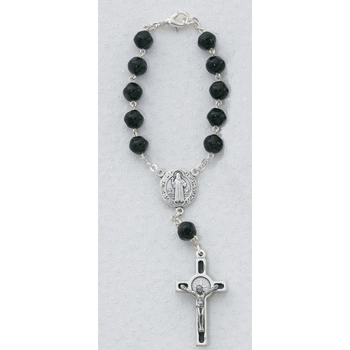 Black St. Benedict Auto Rosary 