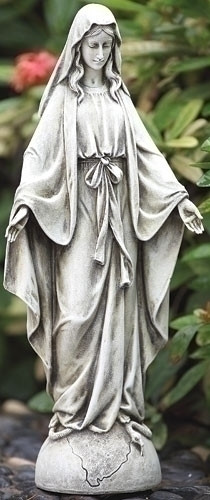 Our Lady of Grace Garden Statue~14" Our Lady of Grace Garden Statue. Resin/Stone Mix. Dimensions: 14"H x 5.88"W x 3.75"D