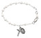 5 1/2" Baby Bracelet with 4mm Glass Pearl Beads. Choose Sterling Silver or Rhodium Plated  Miraculous Medal and Crucifix.