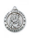 Sterling Silver Saint Christopher 1" X 7/8" Round Medal. St christopher is the Patron Saint of Travelers.  St Christopher Medal comes on a 24" rhodium plated chain in a deluxe giftbox. 