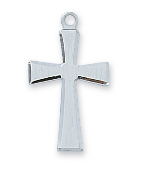 Sterling Silver Cross Pendant with an 18" Rhodium Chain
