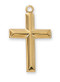 16K Gold over Sterling Silver Cross with 24 inch rhodium plated chain. Beveled edges. Length: 1 1/4".