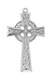 1 3/4"L  Sterling silver celtic cross.  The Sterling silver celtic cross crucifix comes with 24" rhodium plated chain. A deluxe gift box is included.  