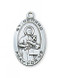 1" x 9/16" Sterlng Silver Saint Gerard Oval Medal. Sterlng Silver Saint Gerard Oval Medal comes on an 18"  rhodium plated curbchain. Saint Gerard is the patron saint of expectant mothers. Medal is engraveable. 